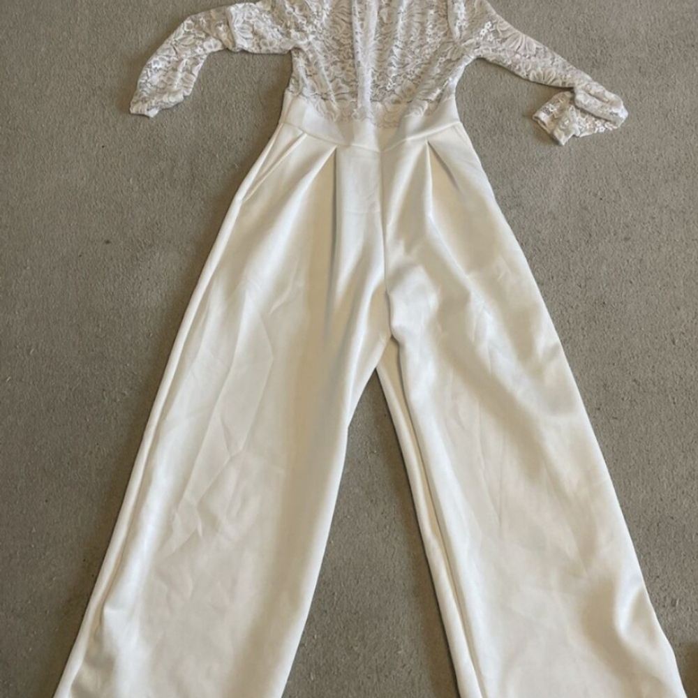 Fashion Nova Elegant White Lace Jumpsuit